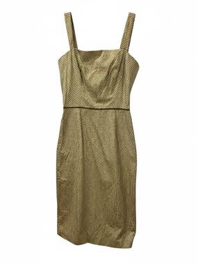 J.Crew Diamond‎ Pattern Olive Green Cotton Sundress Sleeveless Dress Women 4 VTG